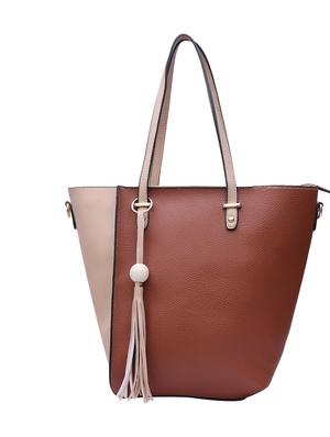 brown leatherette (pu) combo tote - 15146360 - Standard Image - 2