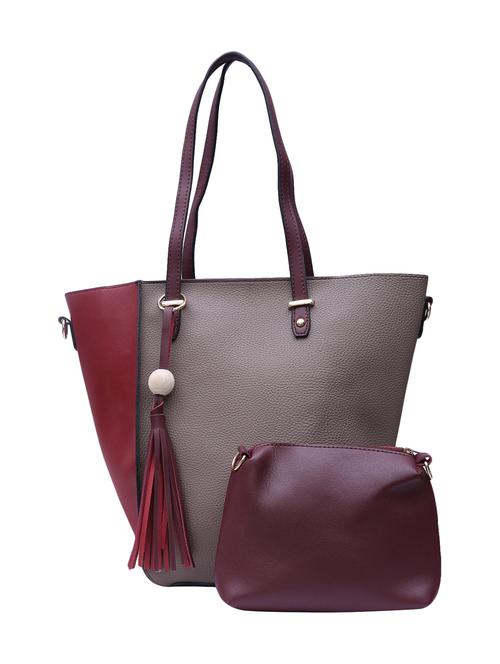 grey leatherette (pu) combo tote - 15146361 - Standard Image - 1