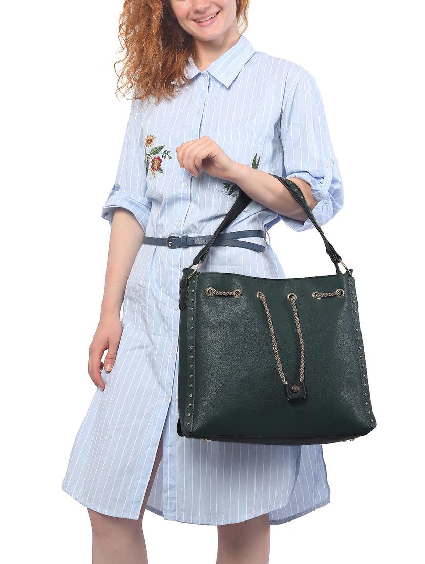 green leatherette (pu) regular handbag - 15146365 - Zoom Image - 4