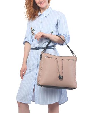 beige leatherette (pu) regular handbag - 15146369 - Standard Image - 4