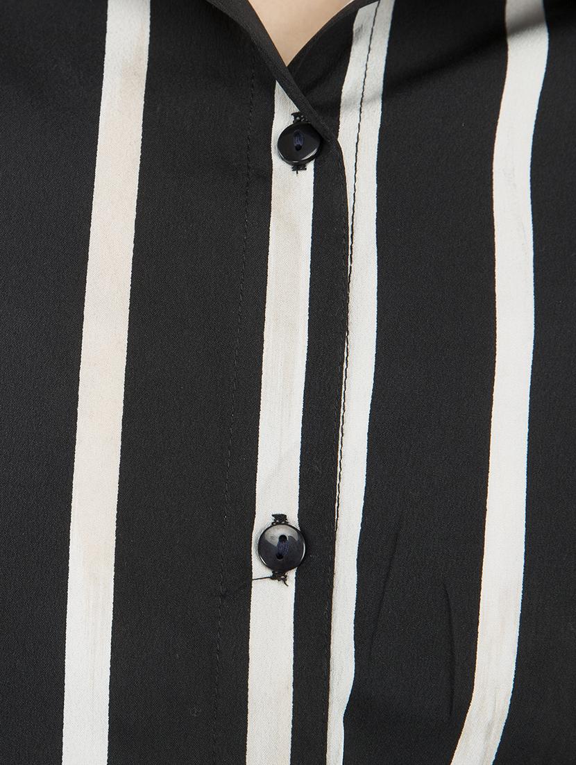black crepe striped top - 15146844 - Zoom Image - 4