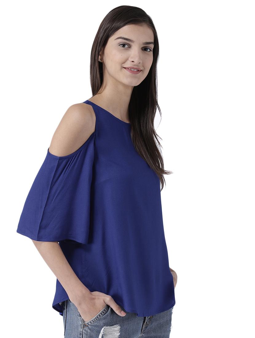 cold shoulder solid top - 15147110 - Zoom Image - 2