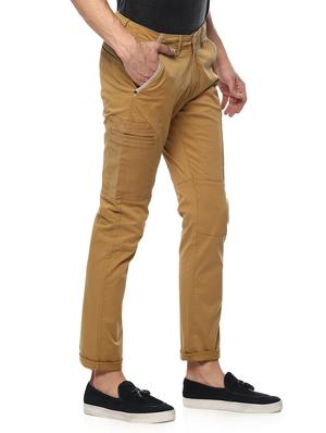 brown cotton flat front casual trousers - 15147812 - Standard Image - 2