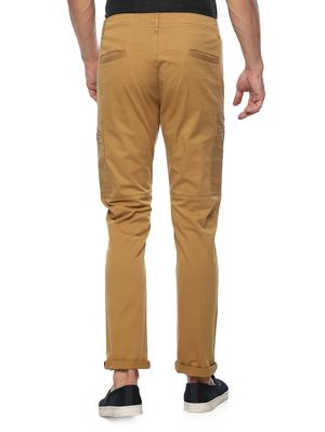 brown cotton flat front casual trousers - 15147812 - Standard Image - 3