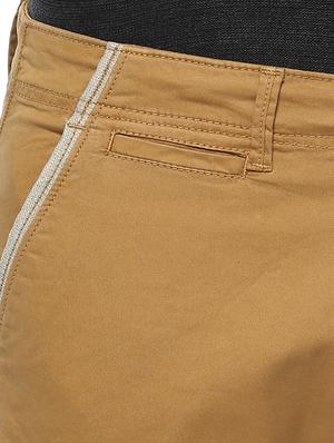 brown cotton flat front casual trousers - 15147812 - Standard Image - 4
