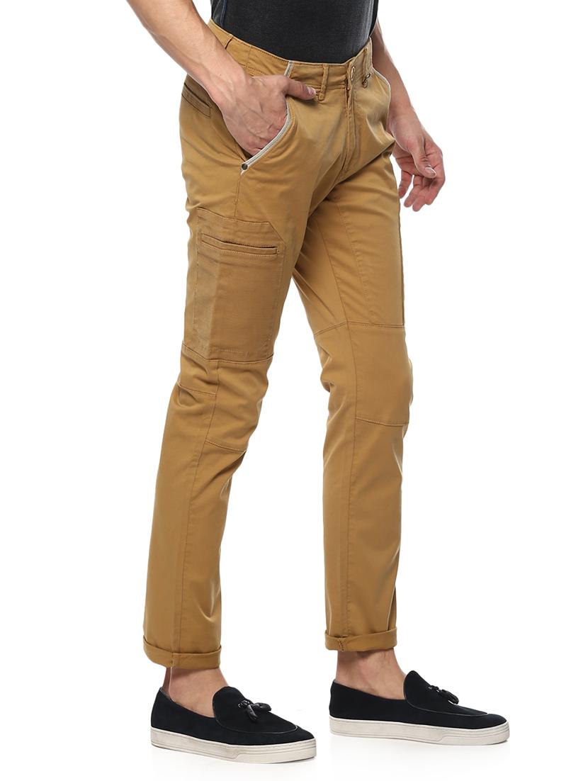 brown cotton flat front casual trousers - 15147812 - Zoom Image - 2