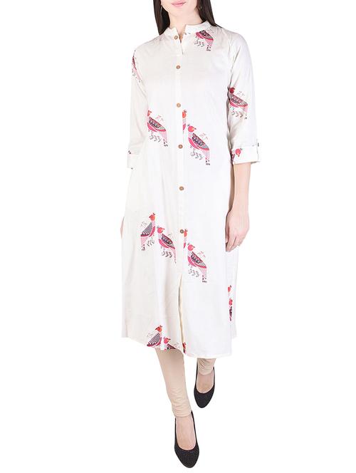 white rayon a-line kurta - 15148312 - Standard Image - 1