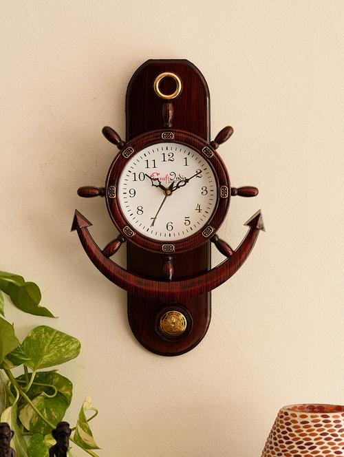 Decorative Retro Anchor Brown Pendulum Wall Clock - 15148930 - Standard Image - 1