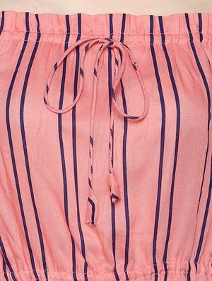 striped off shoulder elasticated waist dress - 15149689 - Standard Image - 5