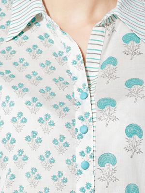 green cotton highlow kurta - 15149714 - Standard Image - 4
