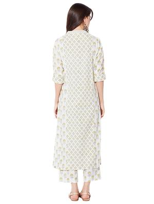 white cotton straight kurta - 15149719 - Standard Image - 2