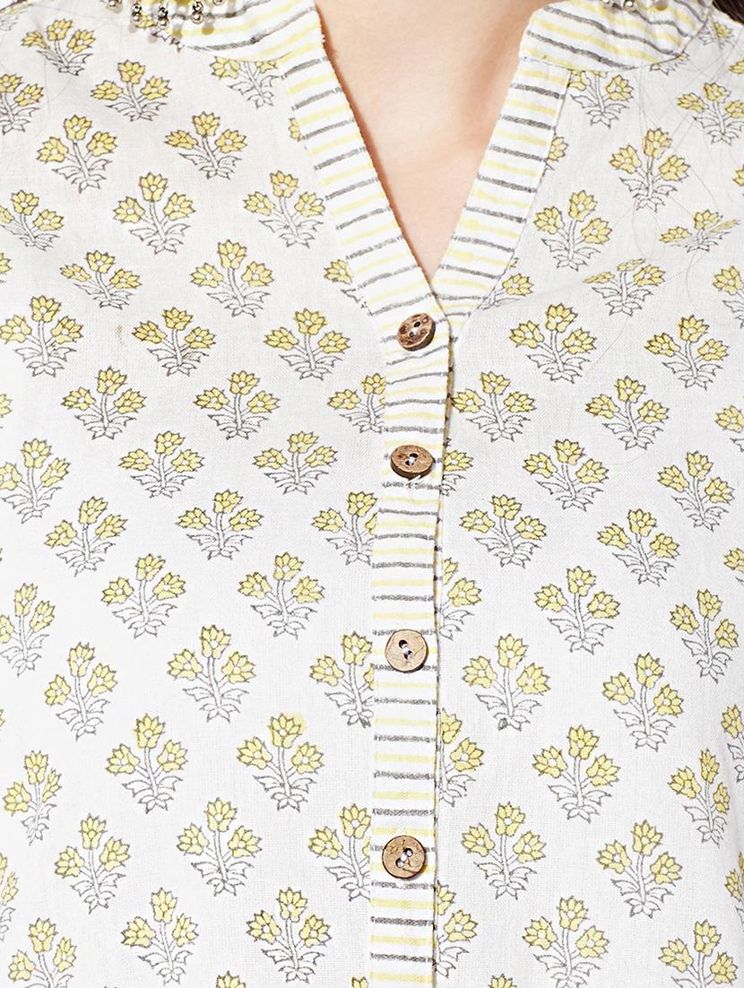 white cotton straight kurta - 15149719 - Zoom Image - 3