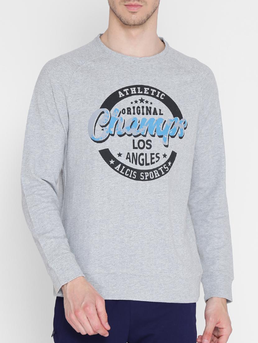 grey cotton chest print sweatshirt - 15151175 - Zoom Image - 1