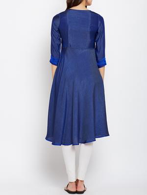 blue cotton flared kurta - 15151233 - Standard Image - 2