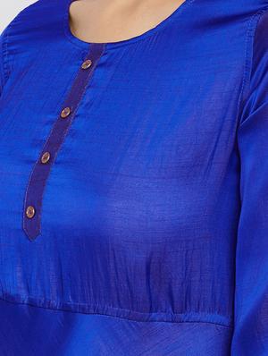 blue cotton flared kurta - 15151233 - Standard Image - 5