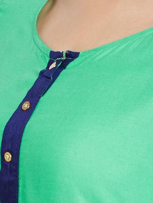green cotton high low kurta - 15151238 - Standard Image - 4