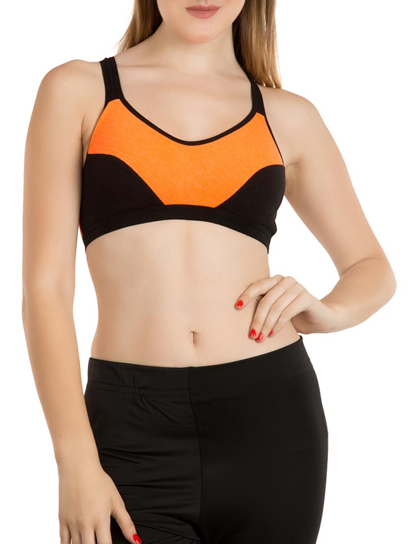 orange cotton sports bra - 15153691 - Zoom Image - 1
