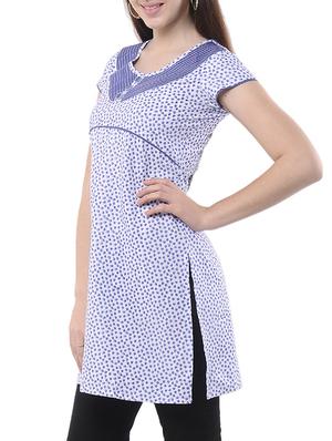 white cotton straight kurti - 15154024 - Standard Image - 2