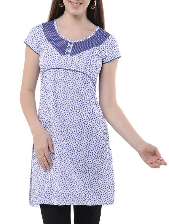white cotton straight kurti - 15154024 - Zoom Image - 1