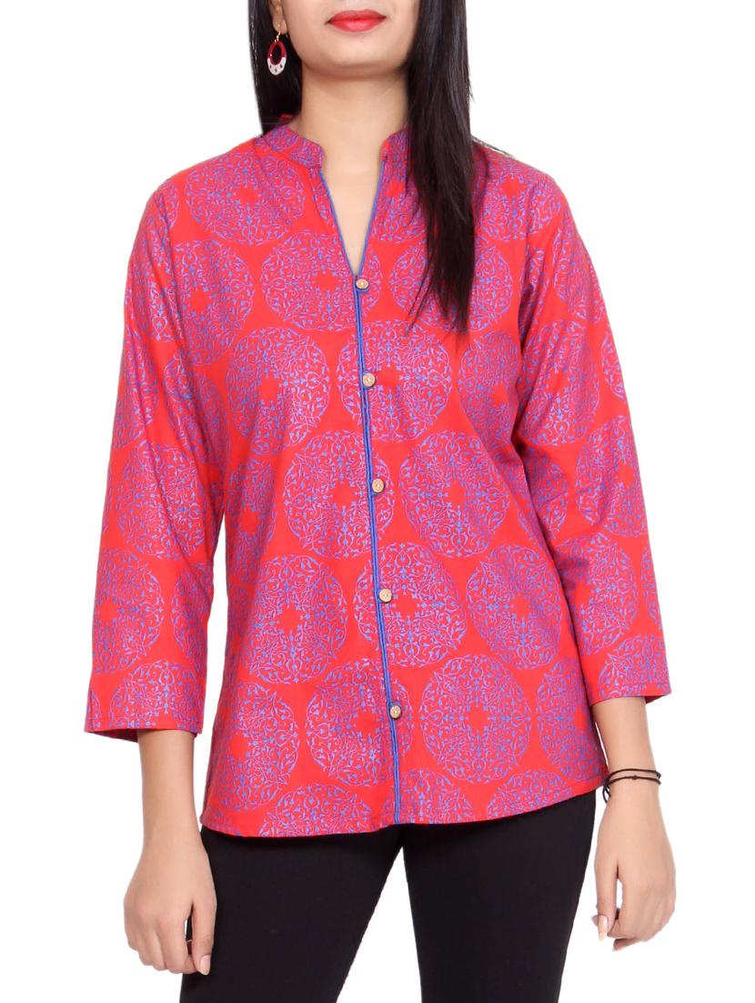 pink cotton straight kurti - 15154065 - Zoom Image - 1