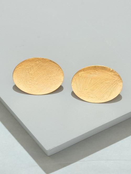 gold metal studs earrings - 15154865 - Standard Image - 1
