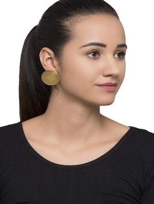gold metal studs earrings - 15154865 - Standard Image - 3