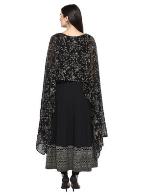black georgette flared kurta - 15156041 - Standard Image - 4