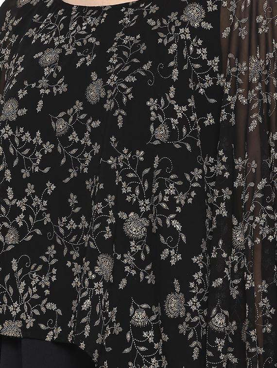 black georgette flared kurta - 15156041 - Zoom Image - 5