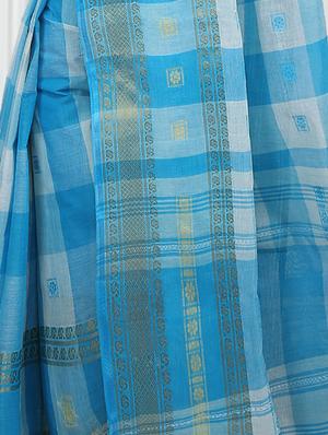 sky blue cotton tant saree - 15158480 - Standard Image - 2