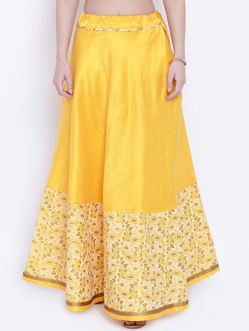 yellow dupion silk flared skirt - 15159649 - Standard Image - 1