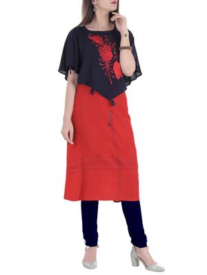 red viscose aline kurta - 15159740 - Standard Image - 2