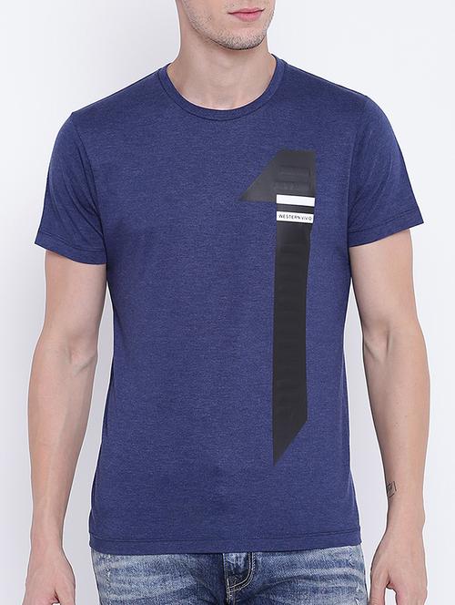blue cotton front print t-shirt - 15161155 - Standard Image - 1