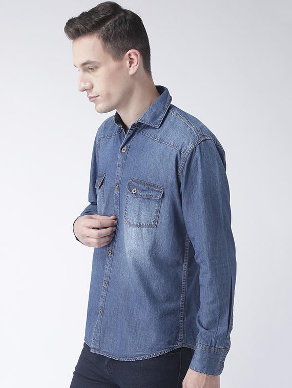 blue denim casual shirt - 15162270 - Zoom Image - 2