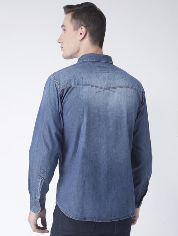 blue denim casual shirt - 15162270 - Zoom Image - 3