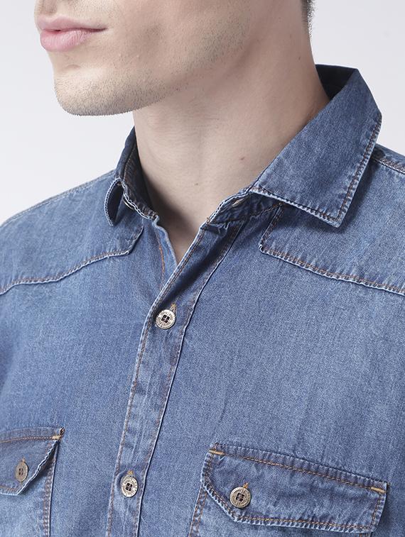 blue denim casual shirt - 15162270 - Zoom Image - 5