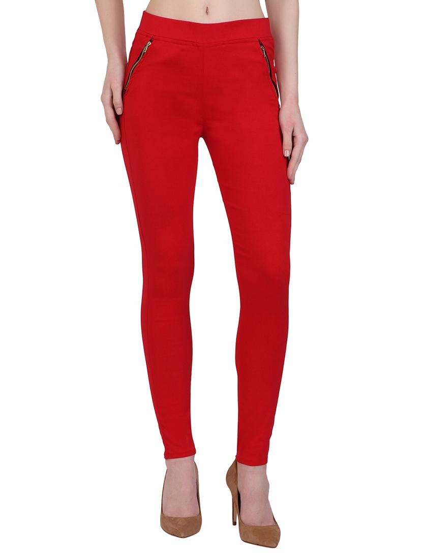 red cotton jeggings - 15162447 - Zoom Image - 1