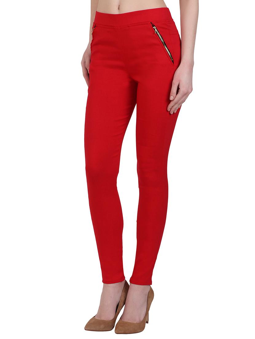 red cotton jeggings - 15162447 - Zoom Image - 2