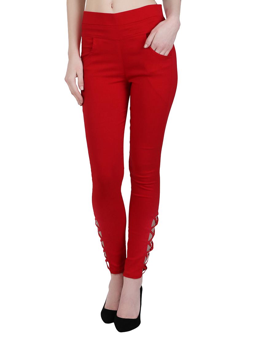 red cotton jeggings - 15162451 - Zoom Image - 1