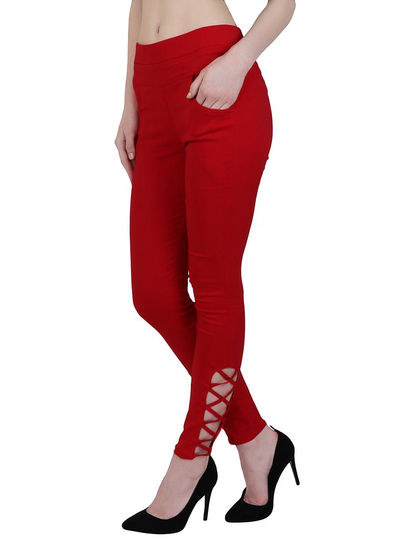 red cotton jeggings - 15162451 - Zoom Image - 2