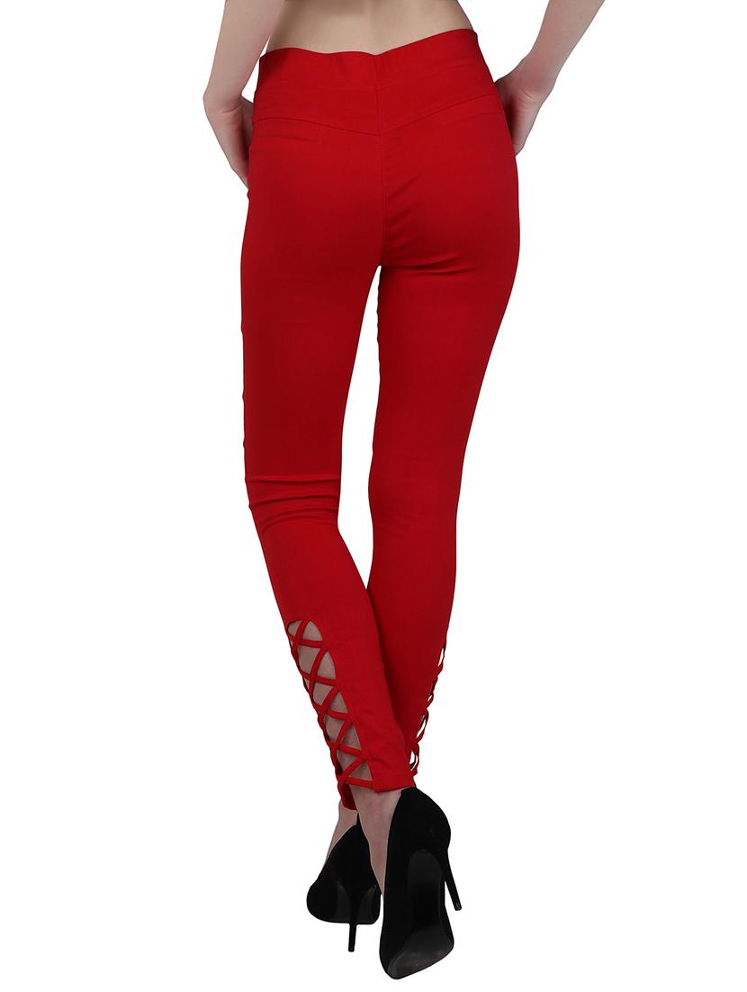 red cotton jeggings - 15162451 - Zoom Image - 3