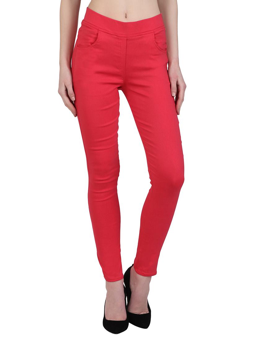 red cotton jeggings - 15162454 - Zoom Image - 1