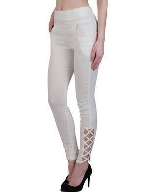 white cotton lycra jeggings - 15162456 - Standard Image - 2