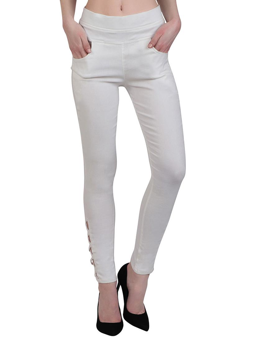 white cotton lycra jeggings - 15162456 - Zoom Image - 1