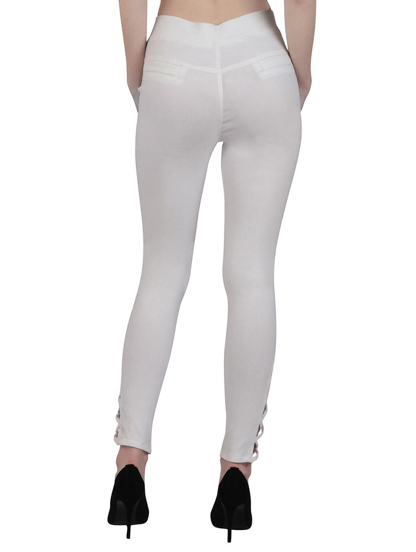 white cotton lycra jeggings - 15162456 - Zoom Image - 3