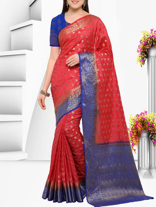 pink banarasi silk saree with blouse - 15162888 - Standard Image - 1
