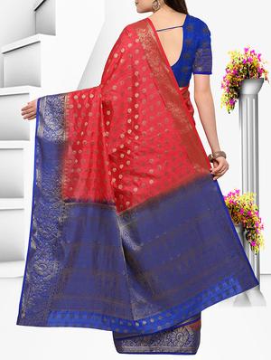 pink banarasi silk saree with blouse - 15162888 - Standard Image - 2
