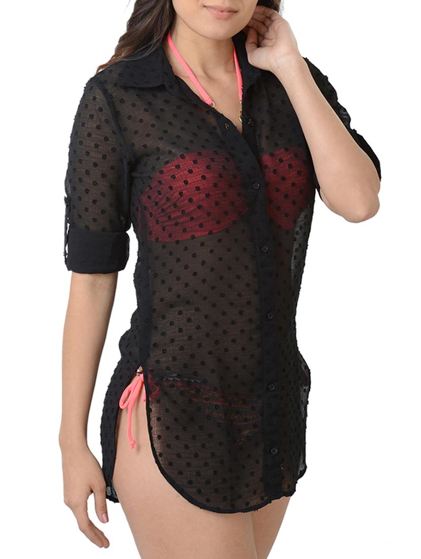 black polyester coverup - 15163280 - Zoom Image - 2