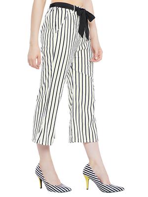 white printed crepe palazzo - 15163587 - Standard Image - 2
