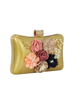gold leatherette box clutch - 15164981 - Standard Image - 4