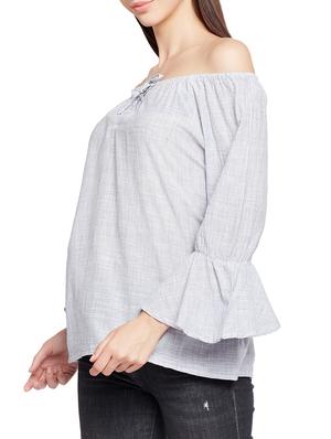 striped off shoulder bell sleeved top - 15165890 - Standard Image - 2